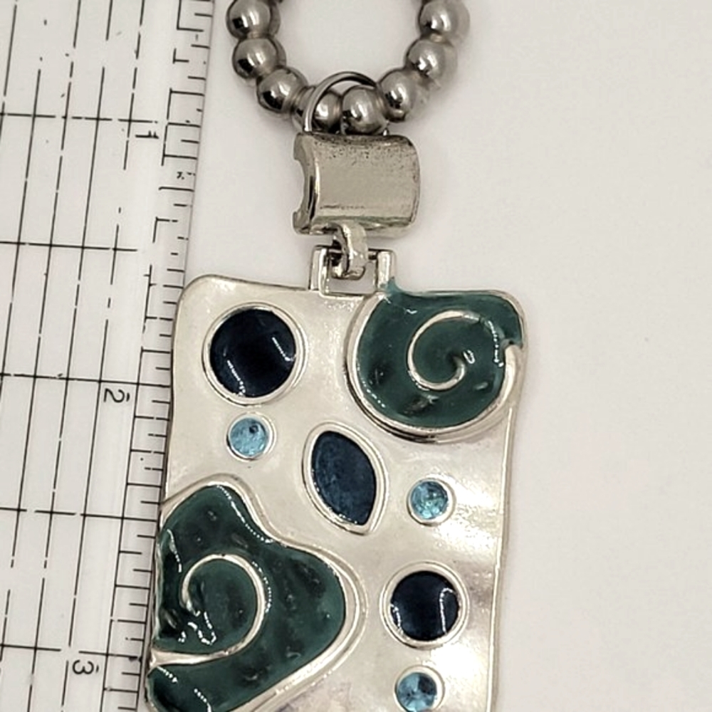 Scarf Necklace Jewelry with Lt Blue / Dark Blue /Green Coloring, Lightweight